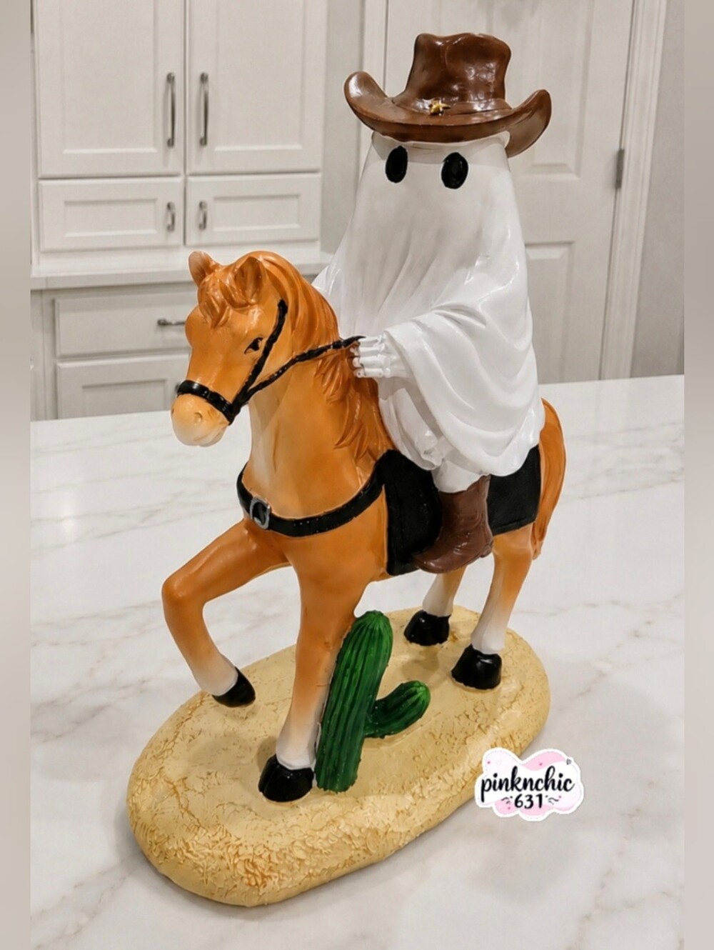 Halloween Cowboy Ghost Riding Horse Figurine Western Spooky Decor
